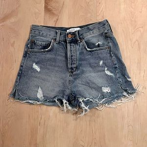 Zara Denim Shorts Distressed
